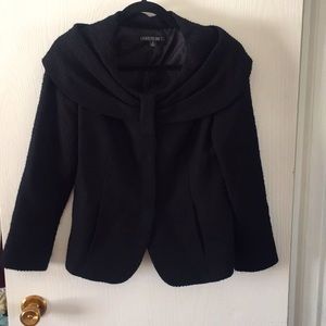 Lafayette 148 Black Boatneck Wool Blazer/Jacket